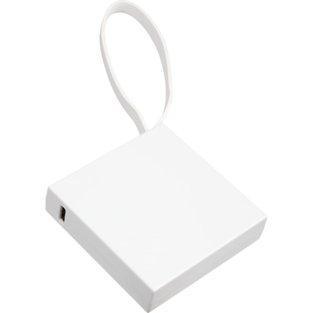 Recycled ABS 2000 mAh Power Bank with Type-C Cable - 7122-32 White