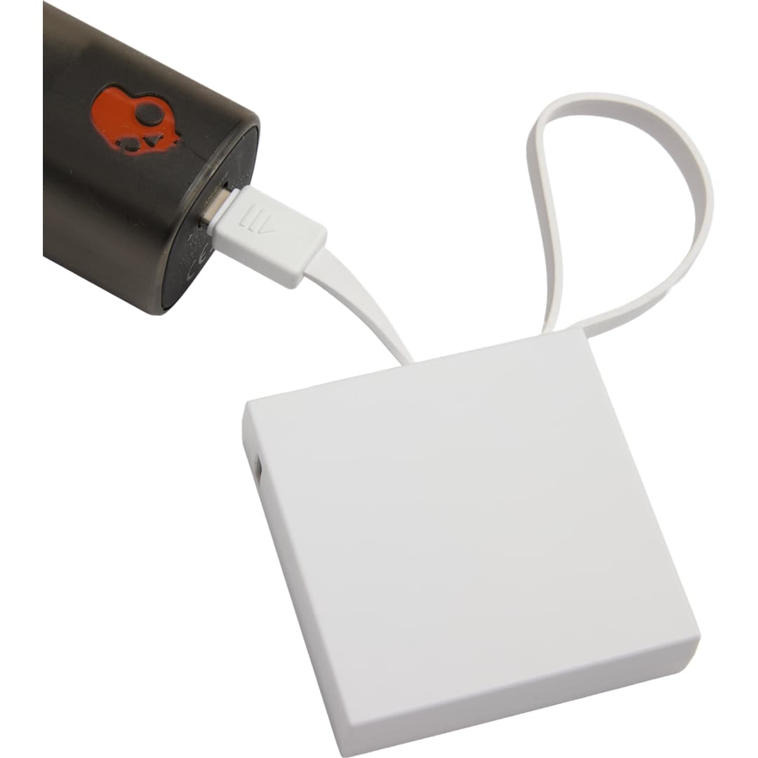 Recycled ABS 2000 mAh Power Bank with Type-C Cable - 7122-32 White