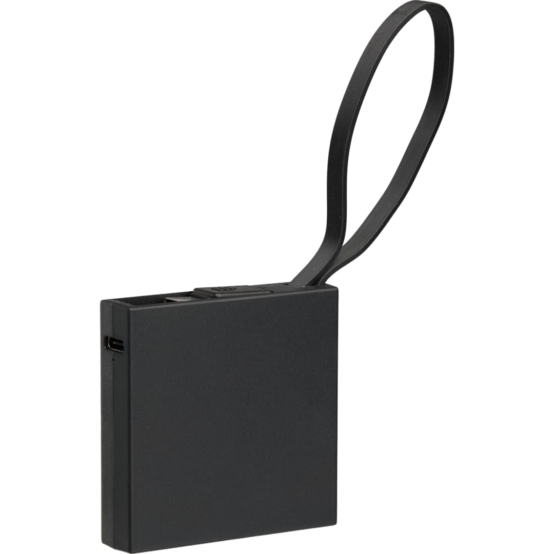 Recycled ABS 2000 mAh Power Bank with Type-C Cable - 7122-32 Black