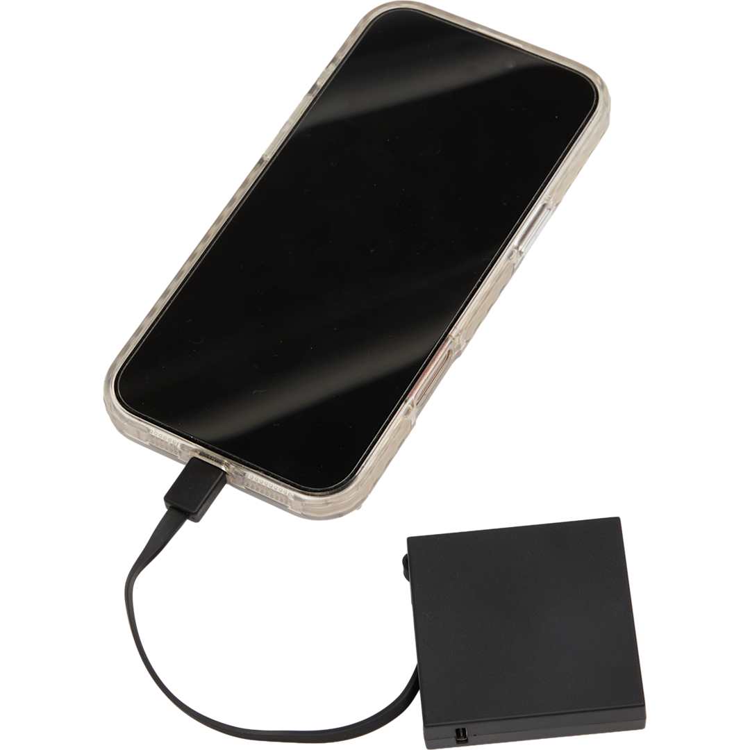 Recycled ABS 2000 mAh Power Bank with Type-C Cable - 7122-32 Black