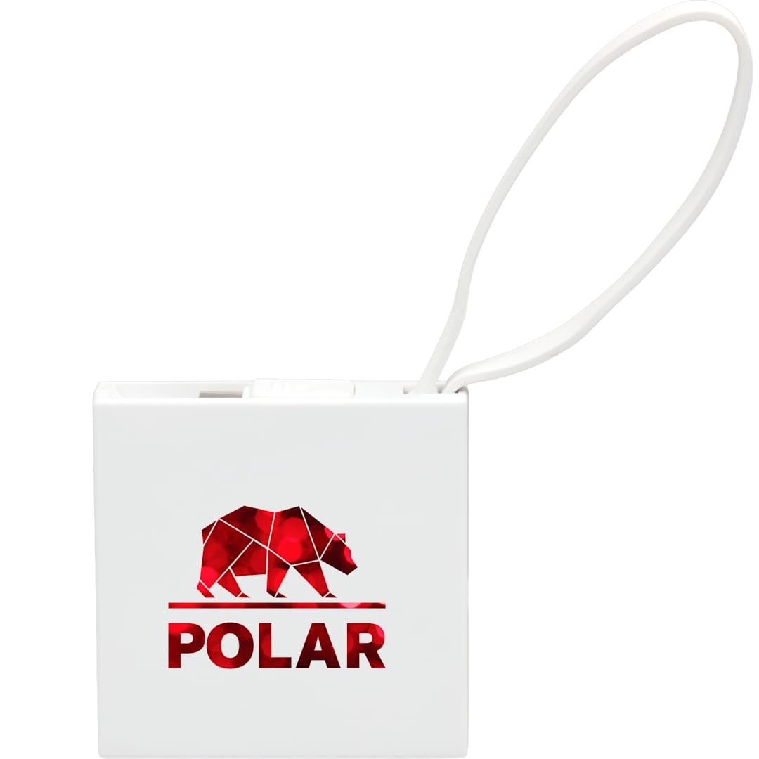 Recycled ABS 2000 mAh Power Bank with Type-C Cable - 7122-32 White