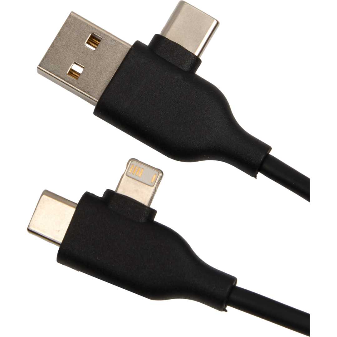 5-IN-1 Charging Cable with USB-A/C Hub - 7143-84 Black