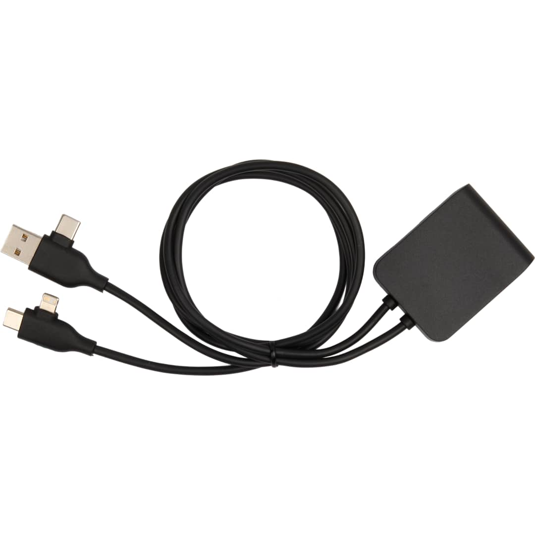 5-IN-1 Charging Cable with USB-A/C Hub - 7143-84 Black