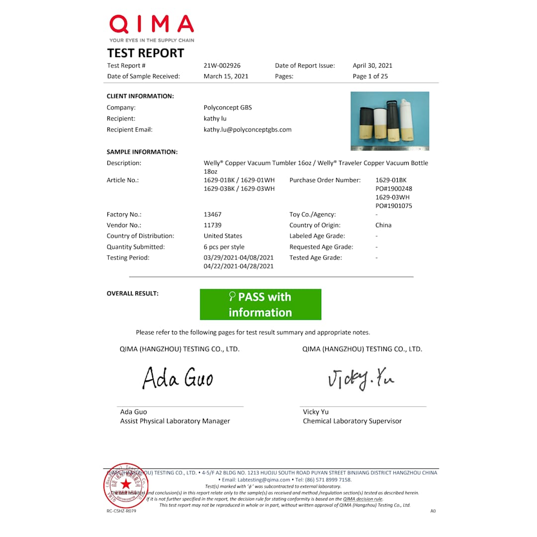 Welly Welly® Copper Vacuum Tumbler 16oz - 1629-03 Black