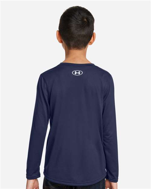 Under Armour Youth Tech™ Team Long Sleeve T-Shirt - 1377488 Midnight Navy- White