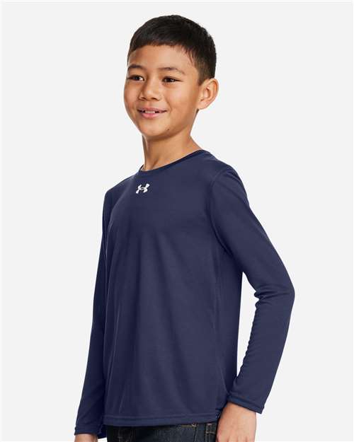 Under Armour Youth Tech™ Team Long Sleeve T-Shirt - 1377488 Midnight Navy- White