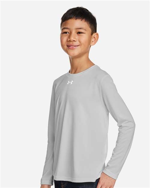 Under Armour Youth Tech™ Team Long Sleeve T-Shirt - 1377488 Mod Grey Light Heather- White