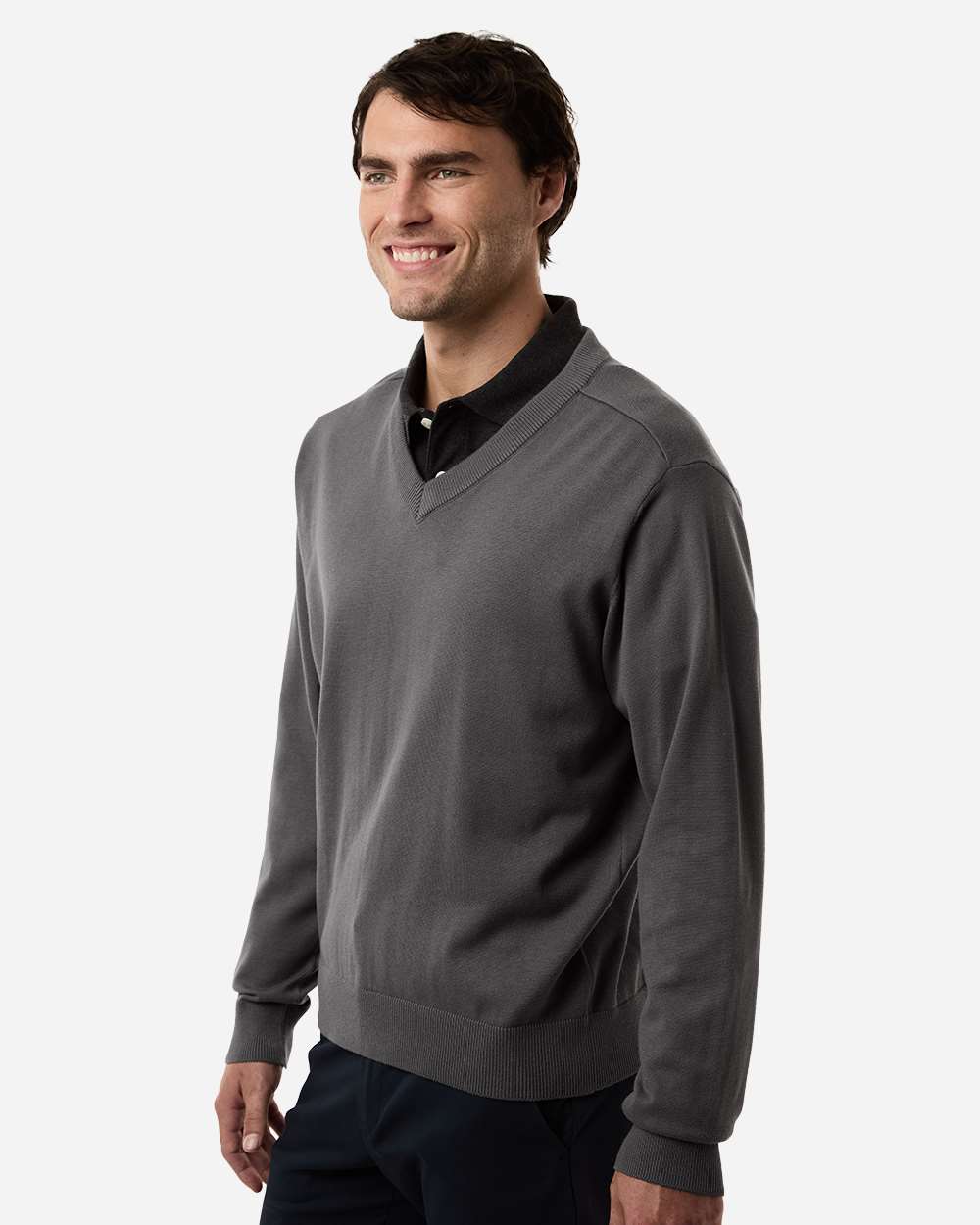 Devon & Jones Men's New Classics V-Neck Sweater - DG445 Graphite