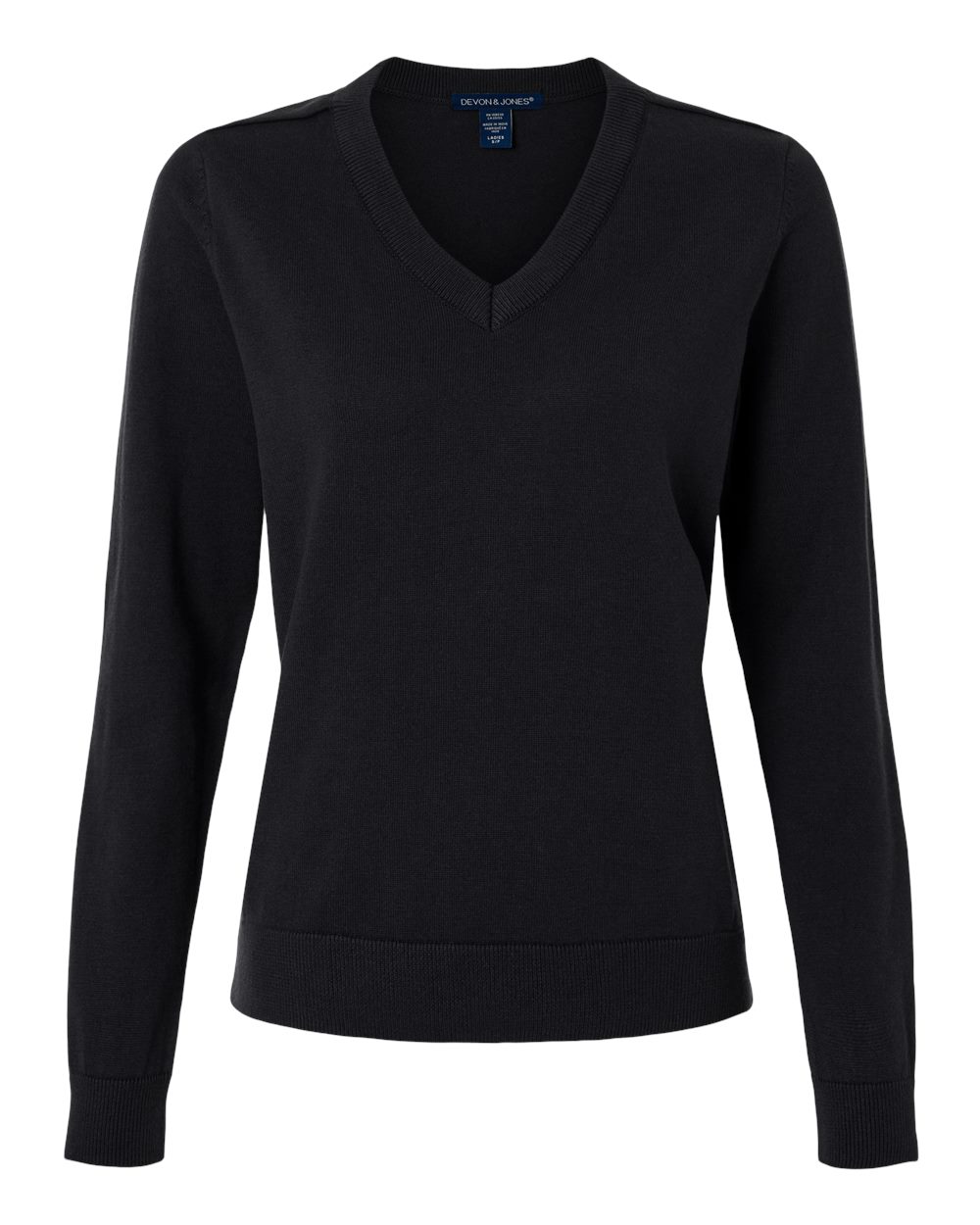Devon & Jones Women's New Classics V-Neck Sweater - DG445W Black