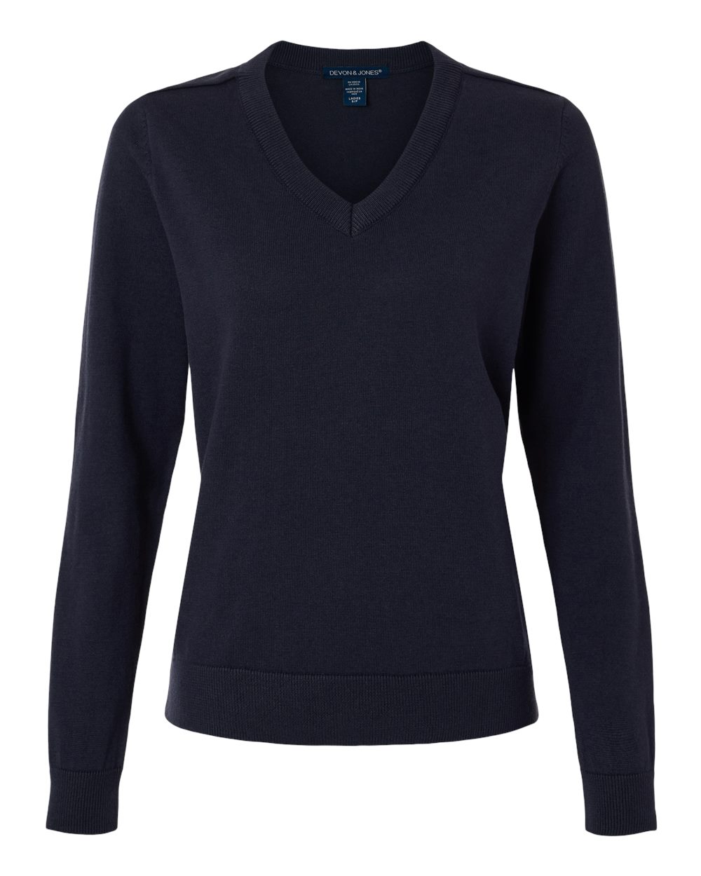 Devon & Jones Women's New Classics V-Neck Sweater - DG445W Navy