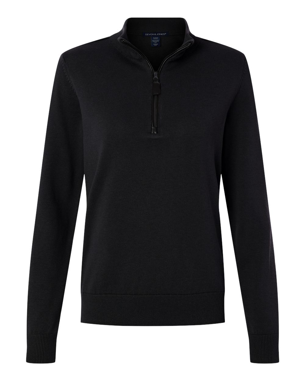 Devon & Jones Women's New Classics Quarter-Zip Sweater - DG446W Black