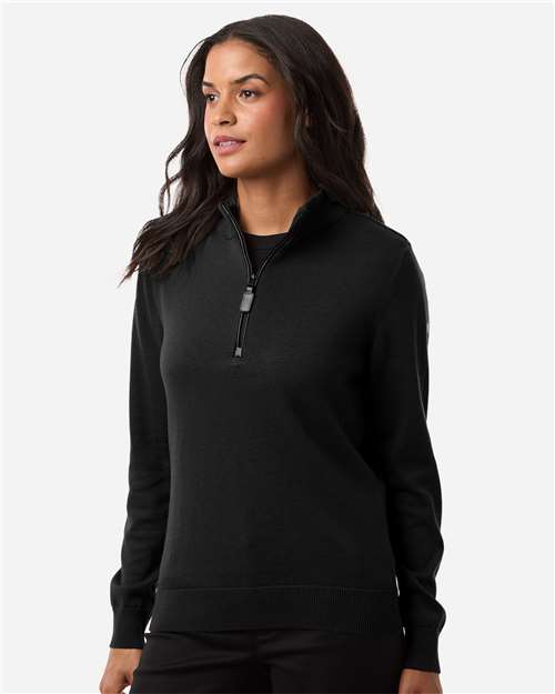 Devon & Jones Women's New Classics Quarter-Zip Sweater - DG446W Black
