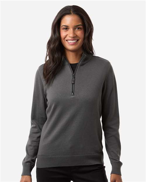 Devon & Jones Women's New Classics Quarter-Zip Sweater - DG446W Graphite