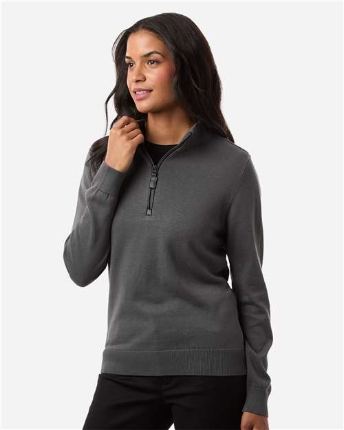 Devon & Jones Women's New Classics Quarter-Zip Sweater - DG446W Graphite