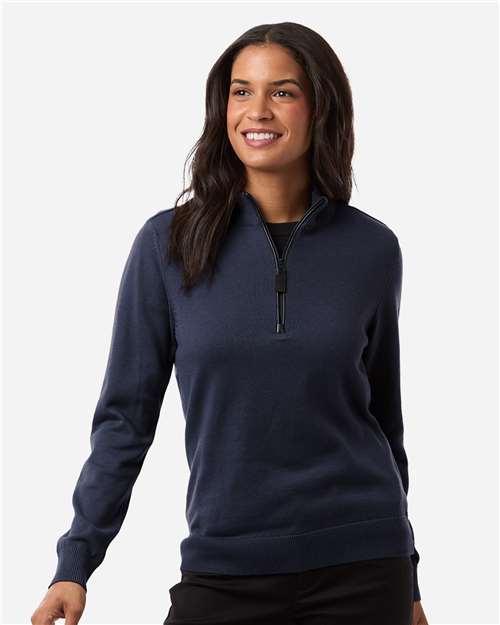 Devon & Jones Women's New Classics Quarter-Zip Sweater - DG446W Navy