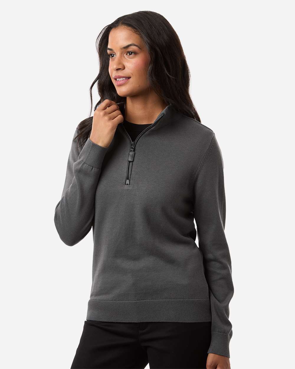 Devon & Jones Women's New Classics Quarter-Zip Sweater - DG446W Graphite