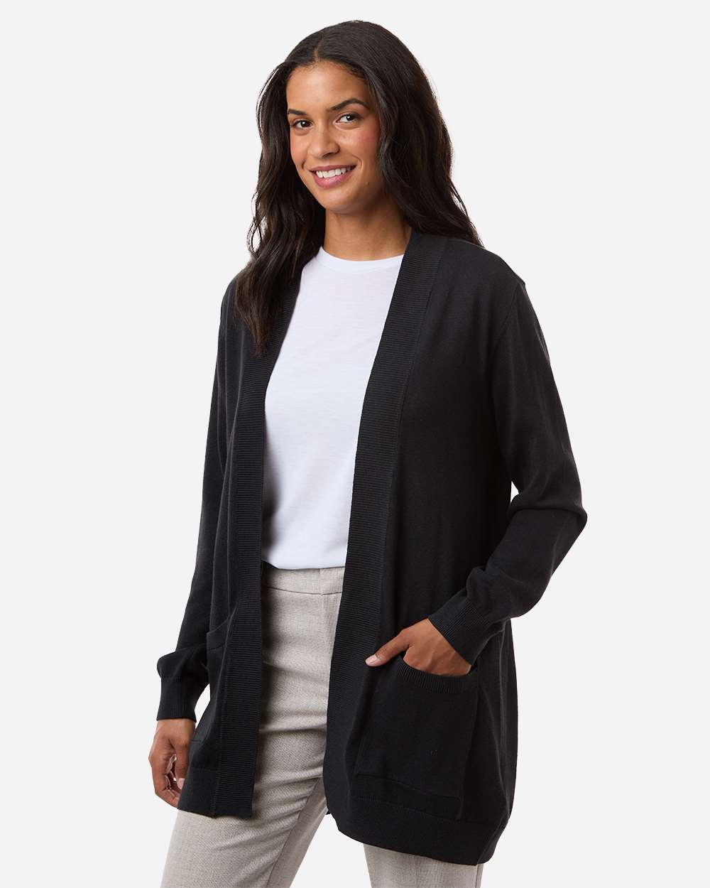 Devon & Jones Women's New Classics Open Cardigan Sweater - DG447W Black