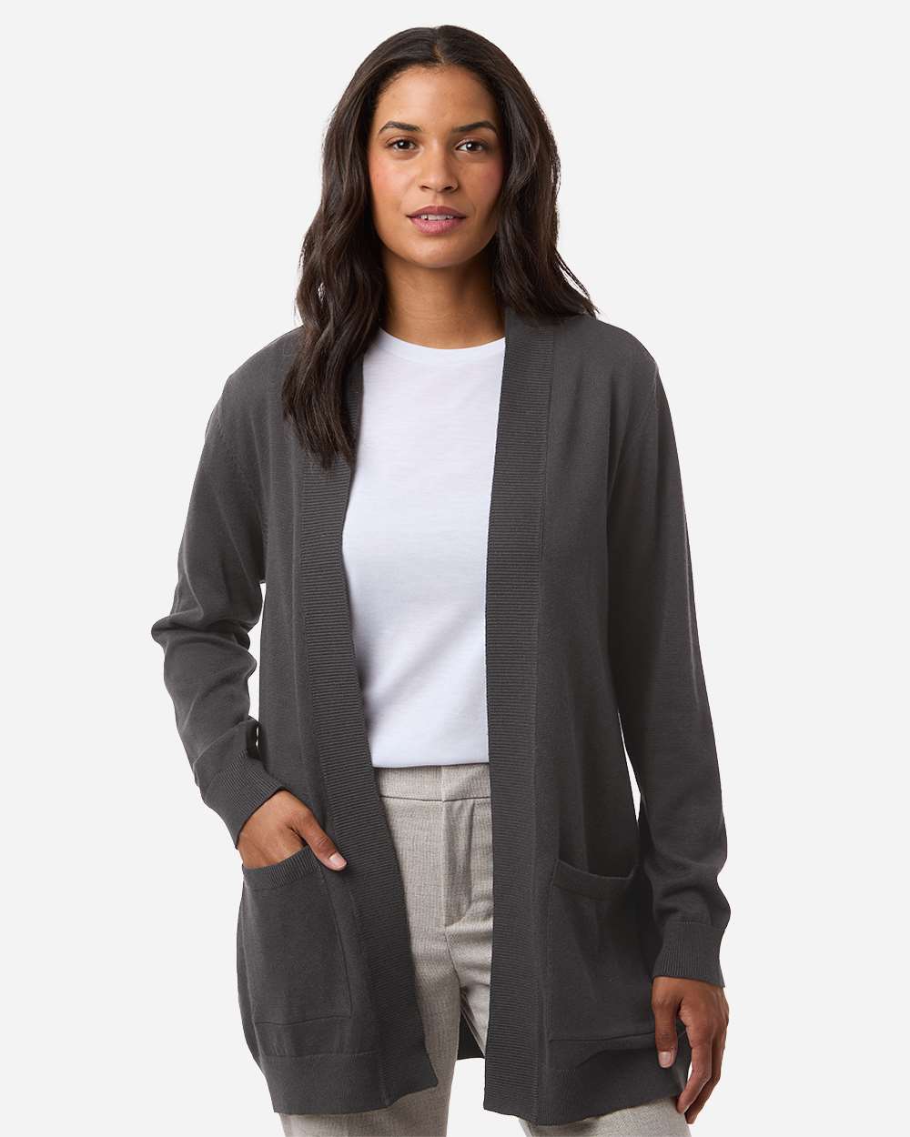 Devon & Jones Women's New Classics Open Cardigan Sweater - DG447W Graphite