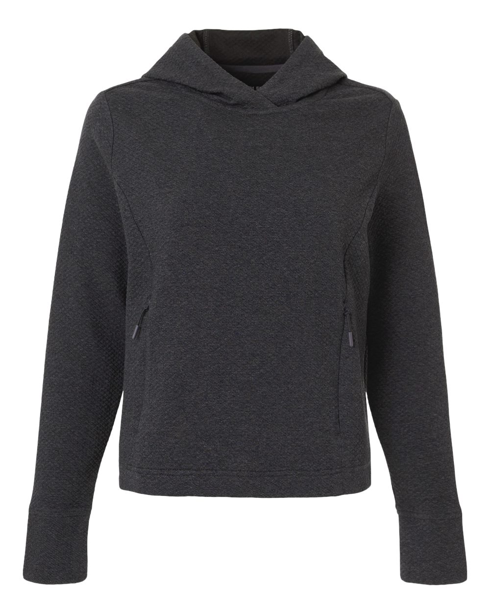 North End Women's Spirit Textured Hooded Pullover - NE729W Black Heather