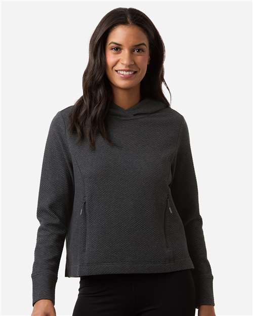 North End Women's Spirit Textured Hooded Pullover - NE729W Black Heather
