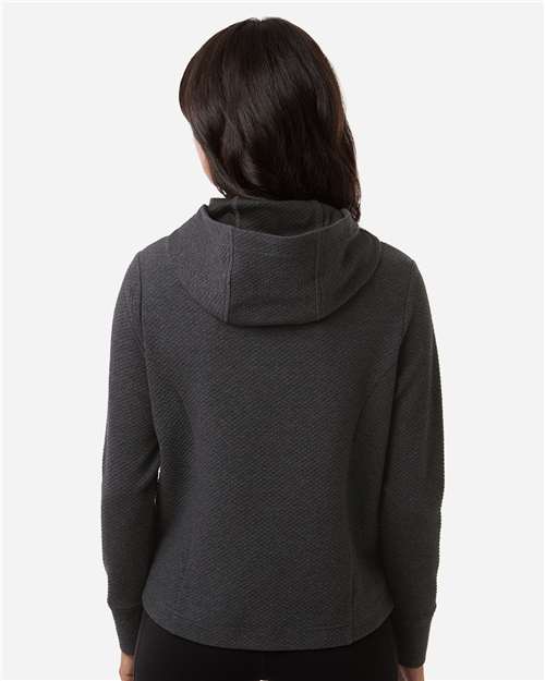 North End Women's Spirit Textured Hooded Pullover - NE729W Black Heather