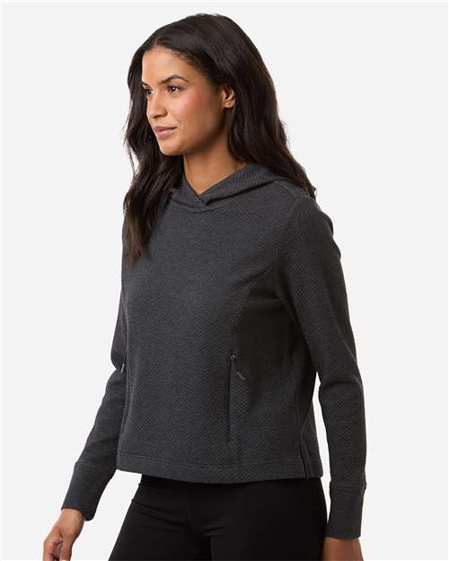 North End Women's Spirit Textured Hooded Pullover - NE729W Black Heather