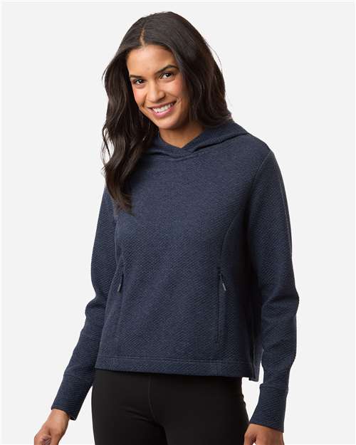 North End Women's Spirit Textured Hooded Pullover - NE729W Classic Navy Heather