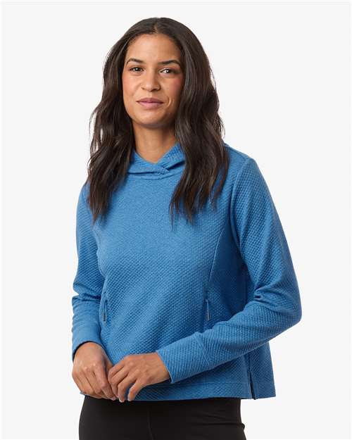 North End Women's Spirit Textured Hooded Pullover - NE729W Light Nautical Blue Heather