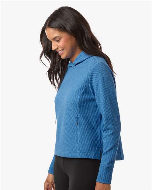 North End Women's Spirit Textured Hooded Pullover - NE729W Light Nautical Blue Heather