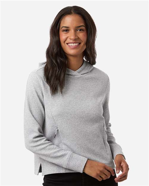 North End Women's Spirit Textured Hooded Pullover - NE729W Platinum Heather