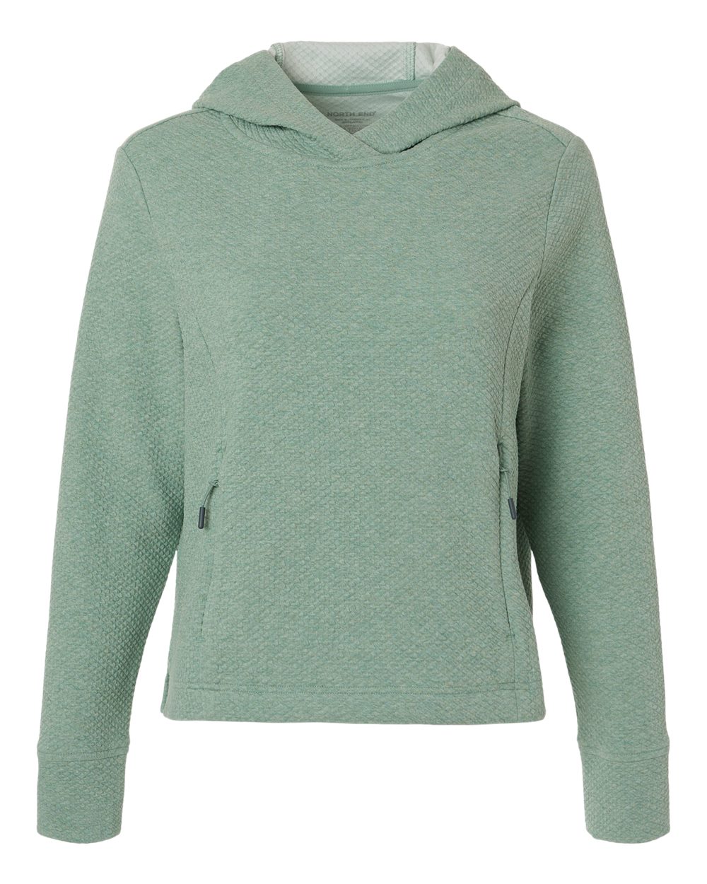 North End Women's Spirit Textured Hooded Pullover - NE729W Sage Green Heather