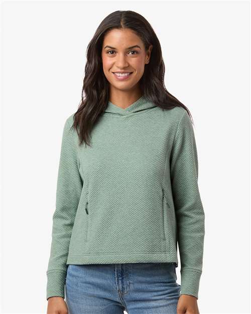 North End Women's Spirit Textured Hooded Pullover - NE729W Sage Green Heather