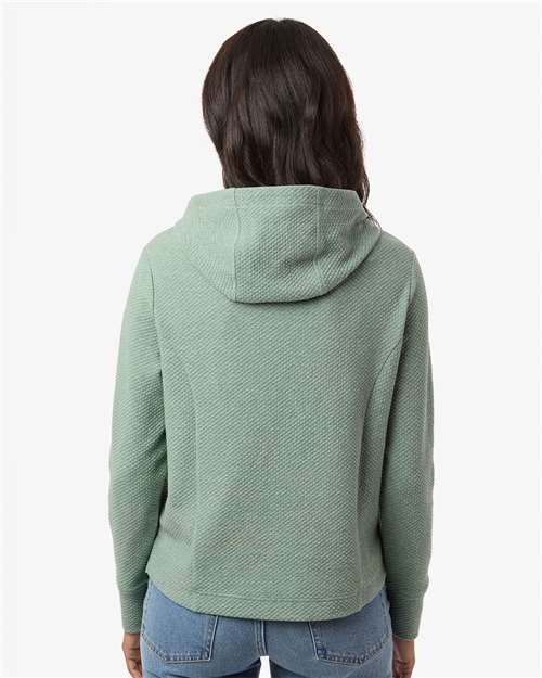 North End Women's Spirit Textured Hooded Pullover - NE729W Sage Green Heather