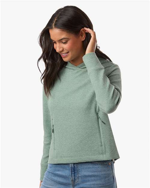 North End Women's Spirit Textured Hooded Pullover - NE729W Sage Green Heather