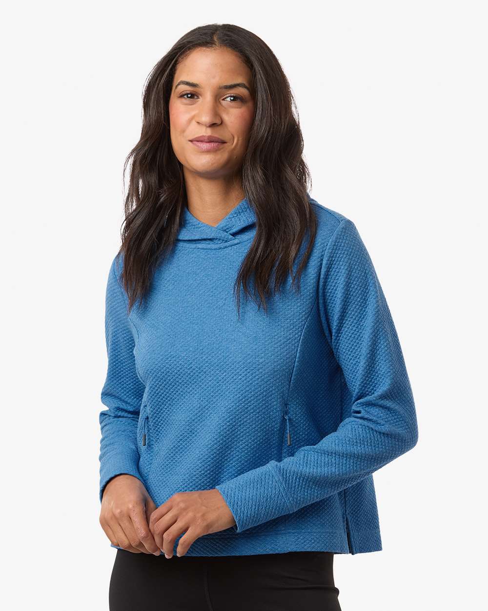 North End Women's Spirit Textured Hooded Pullover - NE729W Light Nautical Blue Heather