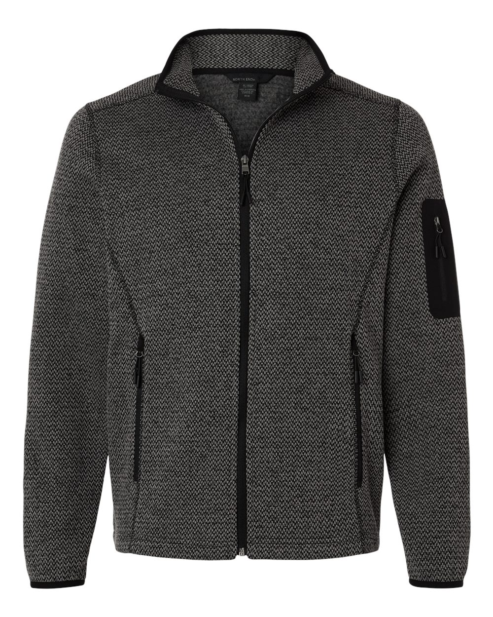 North End Men's Jasper Full-Zip Fleece Jacket - NE730 Black- Grey