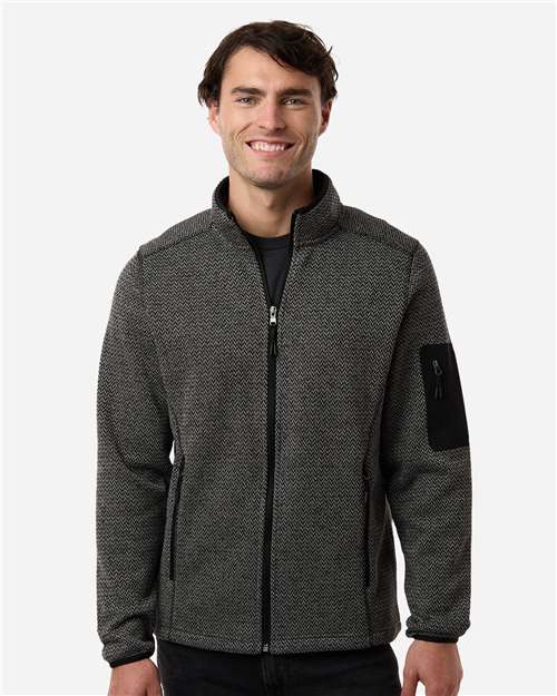 North End Men's Jasper Full-Zip Fleece Jacket - NE730 Black- Grey