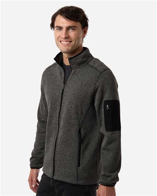 North End Men's Jasper Full-Zip Fleece Jacket - NE730 Black- Grey