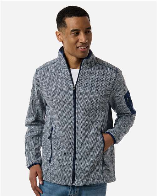 North End Men's Jasper Full-Zip Fleece Jacket - NE730 Classic Navy- White