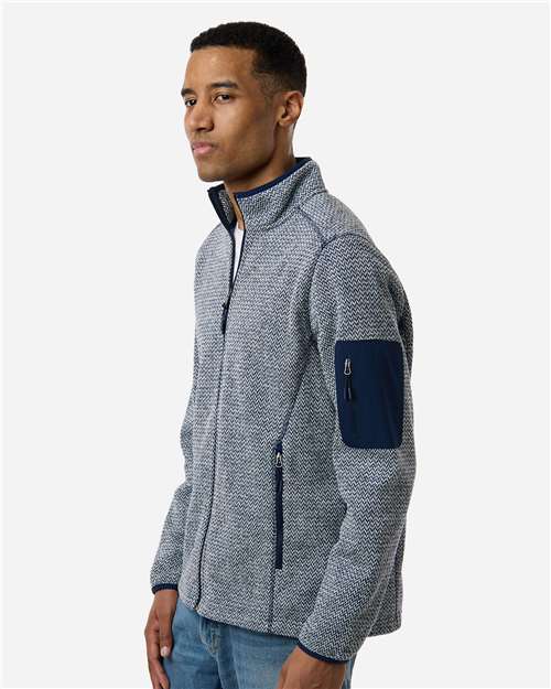 North End Men's Jasper Full-Zip Fleece Jacket - NE730 Classic Navy- White