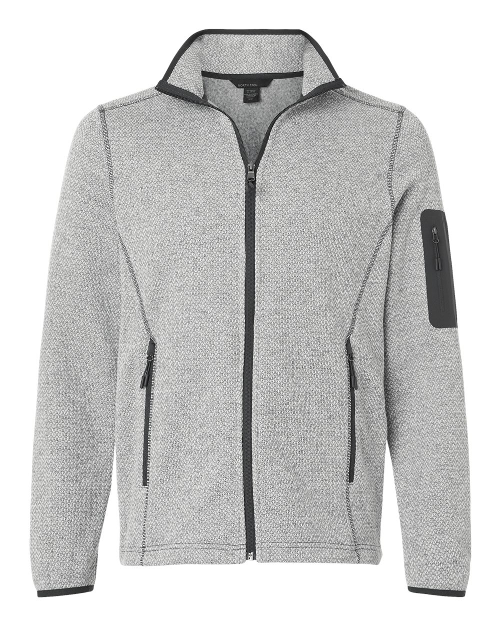 North End Men's Jasper Full-Zip Fleece Jacket - NE730 Grey- White