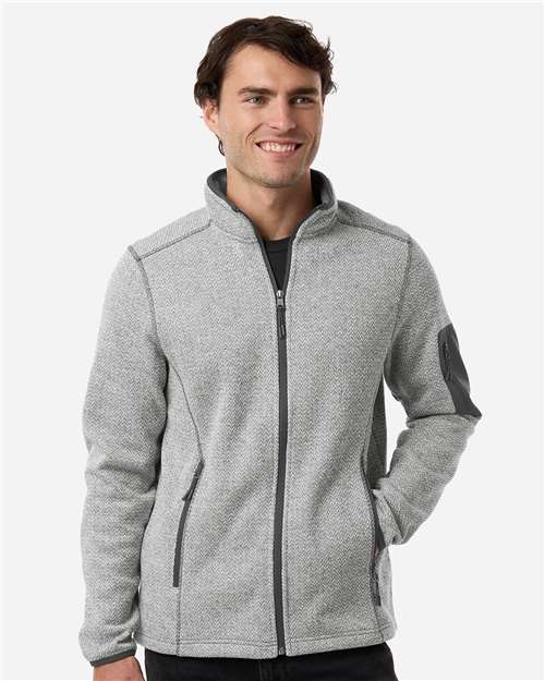 North End Men's Jasper Full-Zip Fleece Jacket - NE730 Grey- White