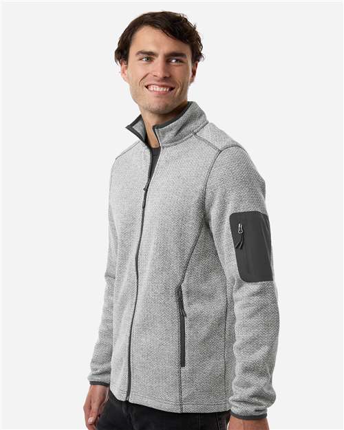 North End Men's Jasper Full-Zip Fleece Jacket - NE730 Grey- White