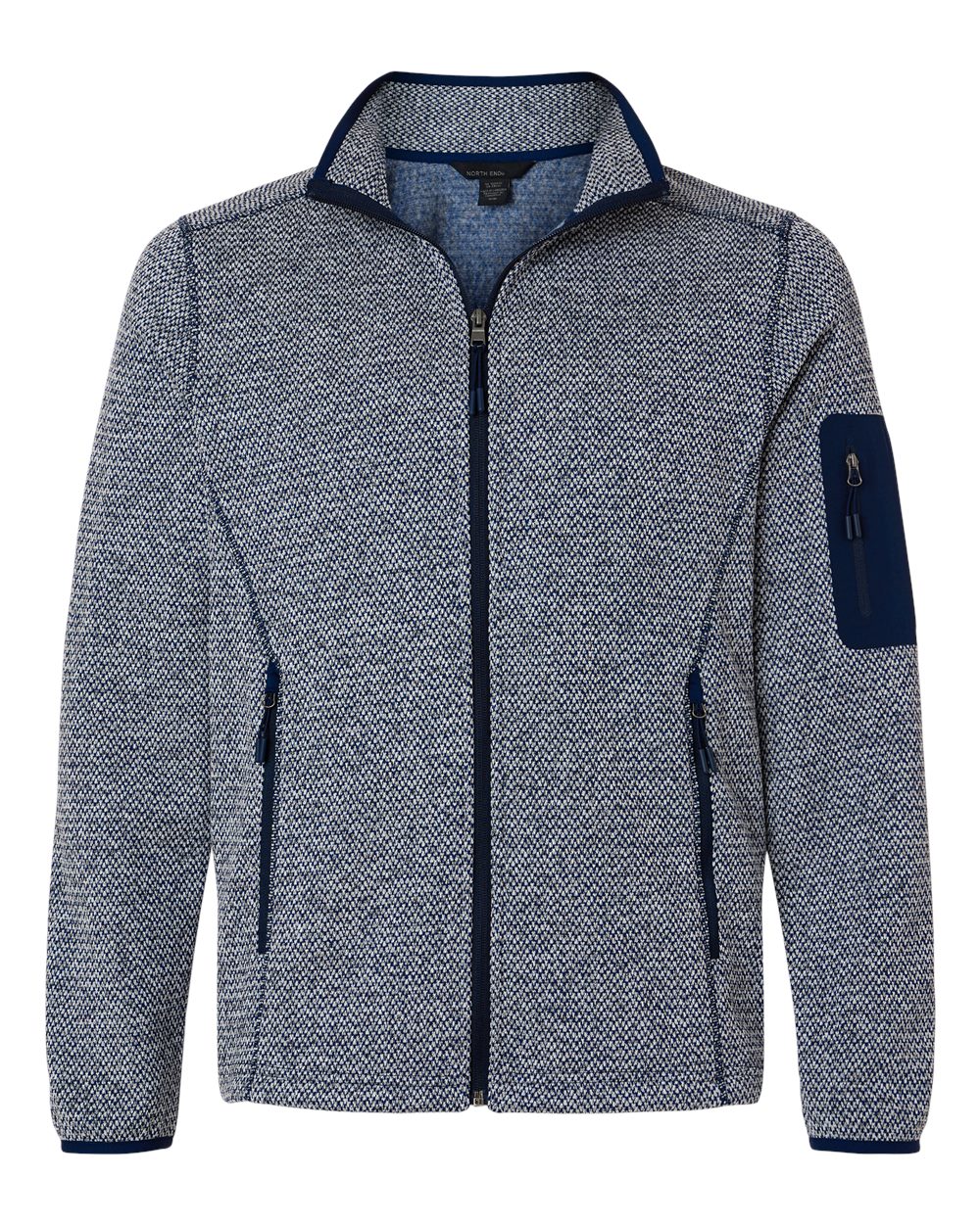North End Men's Jasper Full-Zip Fleece Jacket - NE730 Classic Navy- White