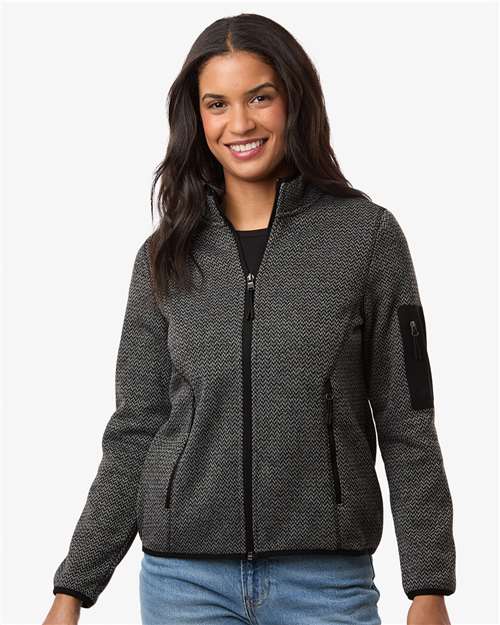 North End Women's Jasper Full-Zip Fleece Jacket - NE730W Black- Grey