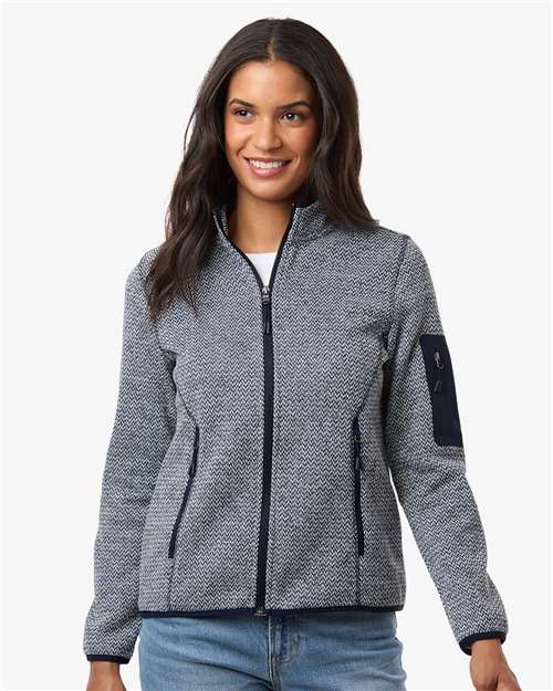 North End Women's Jasper Full-Zip Fleece Jacket - NE730W Classic Navy- White