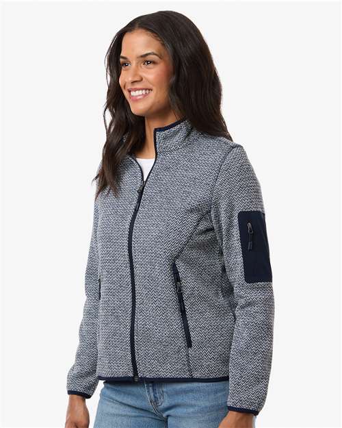 North End Women's Jasper Full-Zip Fleece Jacket - NE730W Classic Navy- White