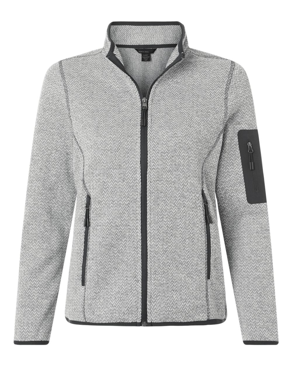 North End Women's Jasper Full-Zip Fleece Jacket - NE730W Grey- White