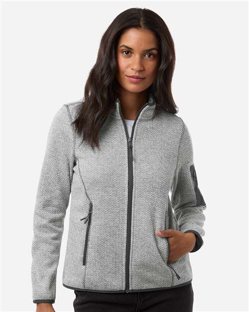 North End Women's Jasper Full-Zip Fleece Jacket - NE730W Grey- White