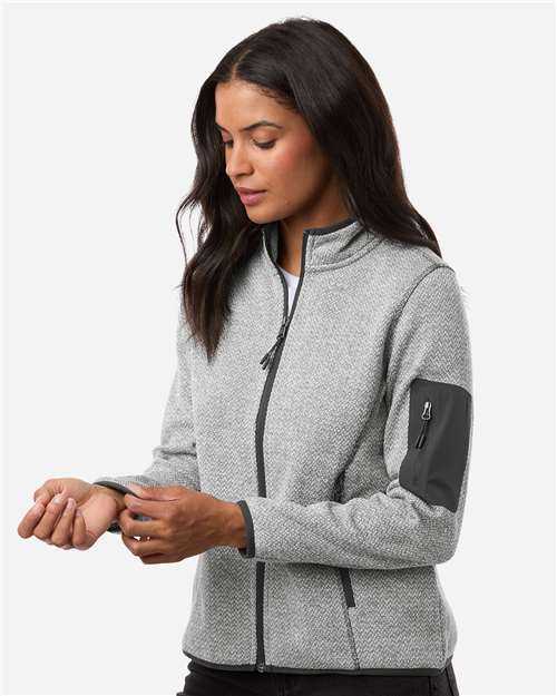 North End Women's Jasper Full-Zip Fleece Jacket - NE730W Grey- White